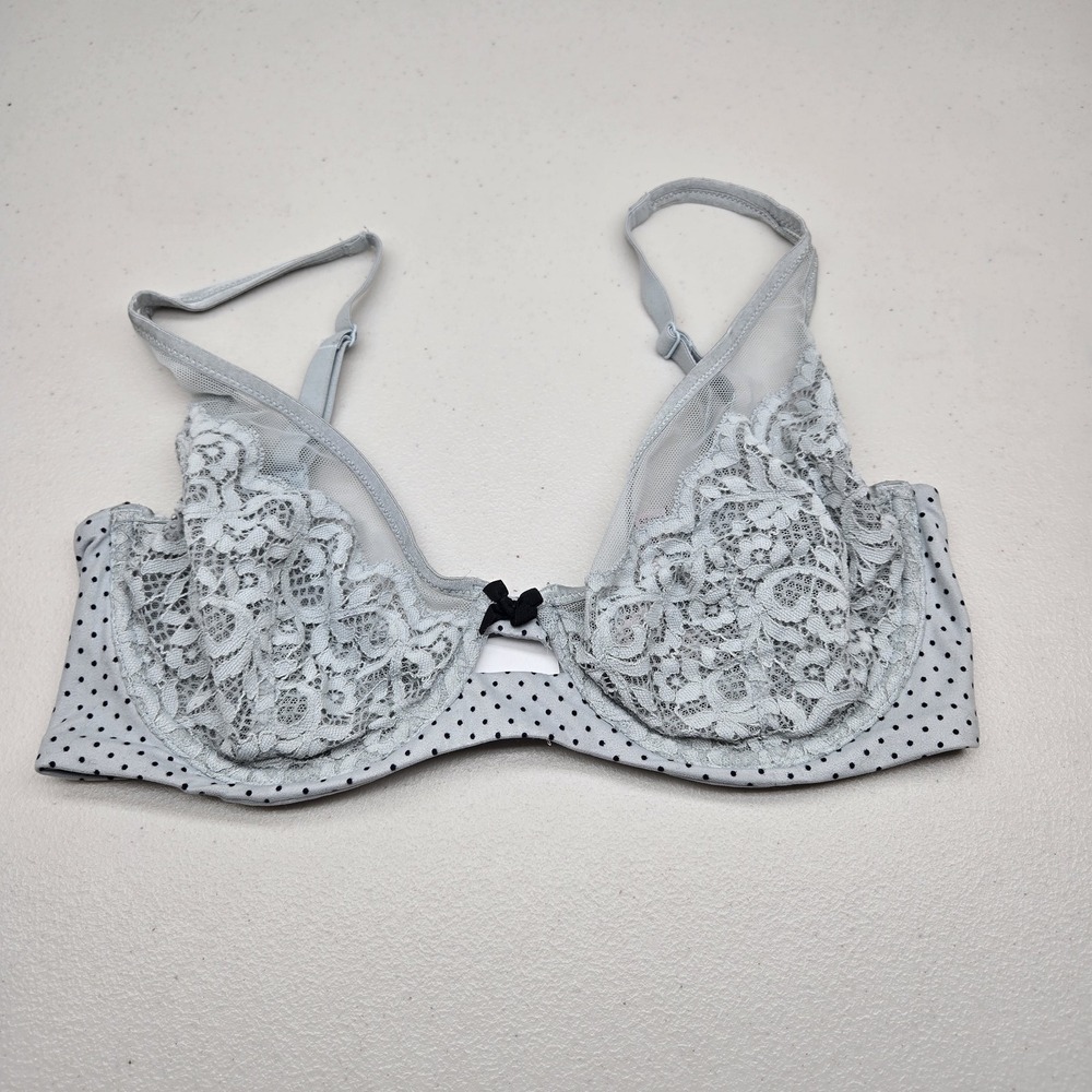 Victoria's Secret Women Bra 34DD Blue Polka Dot Body Unlined Demi Balconette